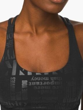 Lululemon Energy Bra Manifesto Size 8 20 Yr Foil Black